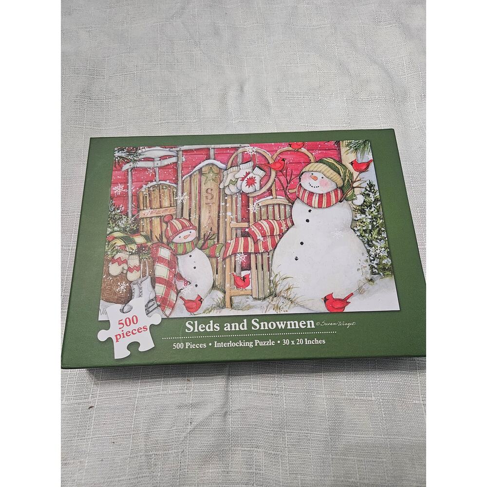 Susan Winget Sleds and Snowmen 500 Piece Puzzle